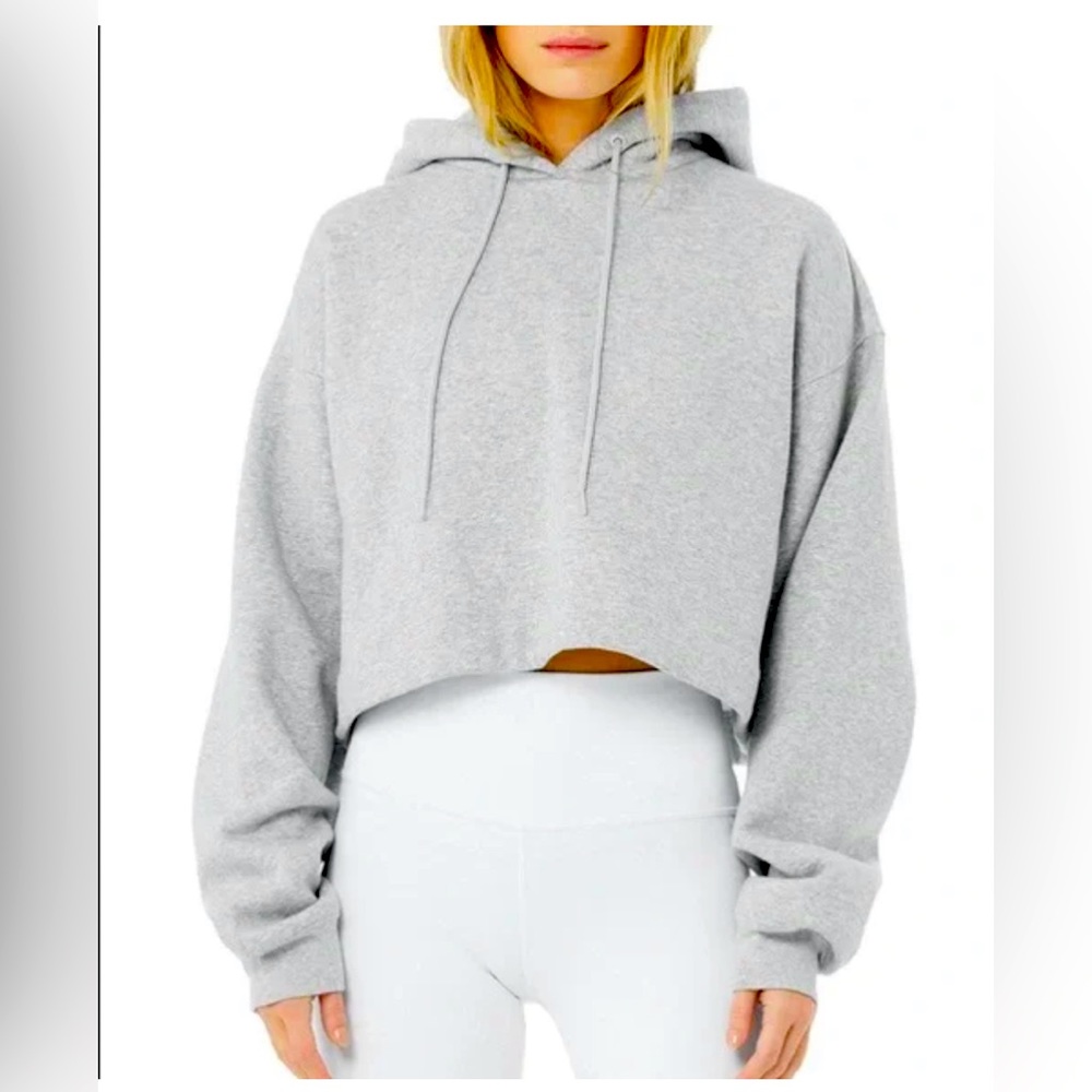 Alo Yoga Cropped Gray Hoodie
